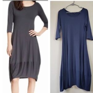 Eileen Fisher 3/4 Long Sleeve Stretch bubble hem dress. Size small.